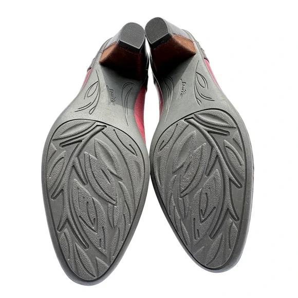 Earth Garnet Wine Leather Ankle Strap Mary Jane Pumps Heels Brown Accents 8B - Picture 6 of 7